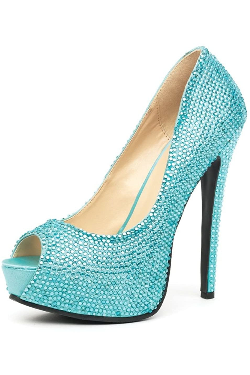 Glamour Peep Toe Rhinestone Pump