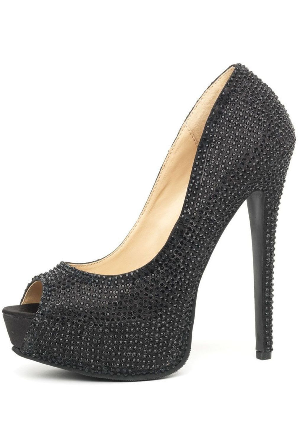Glamour Peep Toe Rhinestone Pump