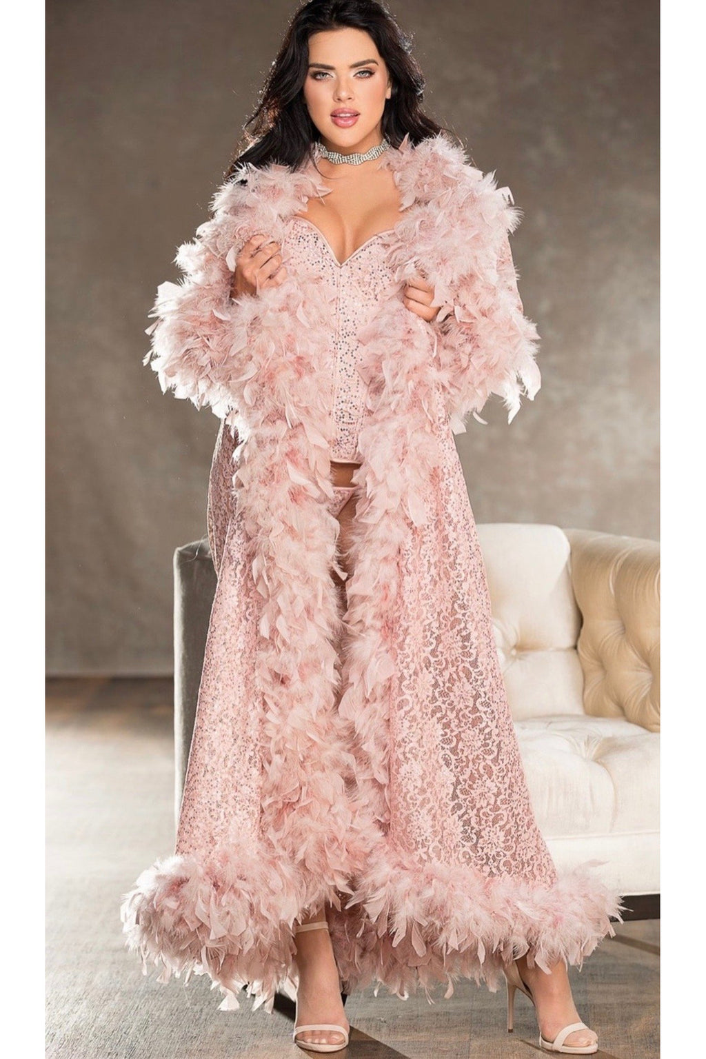 Deluxe Feather Boa Long Robe