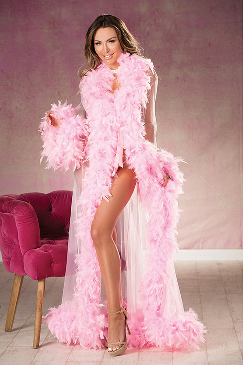 pink boa dress Pink sequins dress with boa feathers on hem